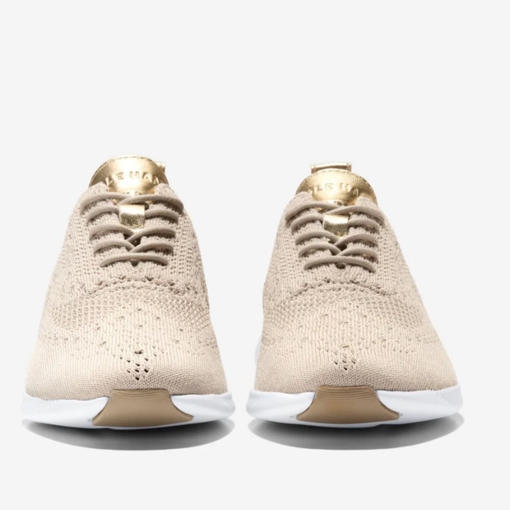 Cole Haan Beige and Gold Knit Sneakers - Picture 4 of 13